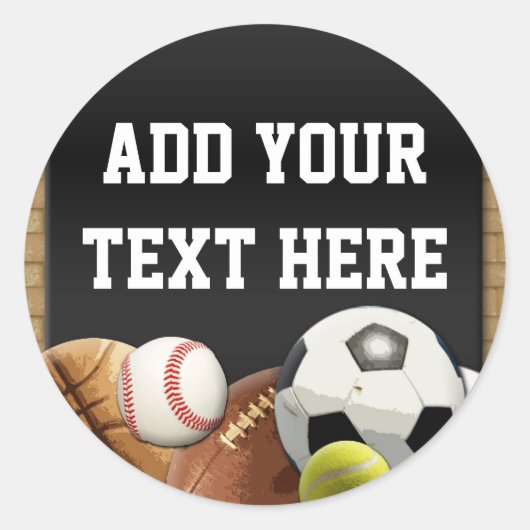 オールスターパーソナライズされたスポーツボール名少年 ラウンドシール (正面)