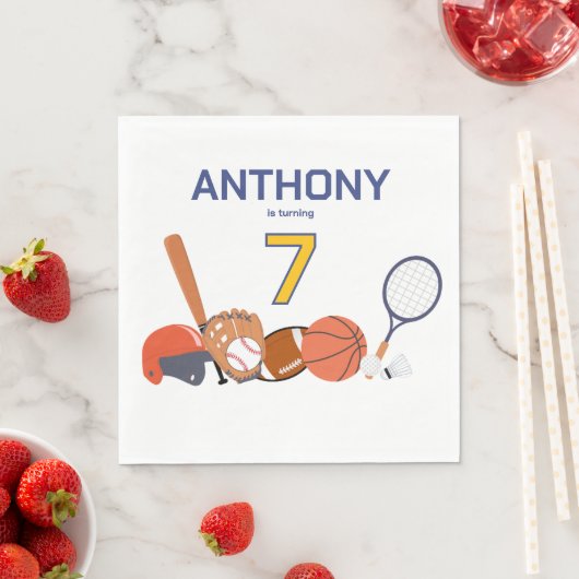 オールスターパーソナライズされたスポーツ誕生日テーブルナプキン スタンダードランチョンナプキン (インサイチュ)