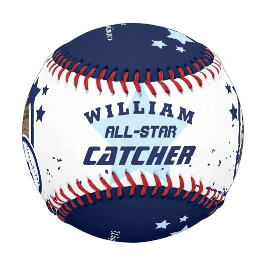 オールスターパーソナライズされたプレイヤーの写真とチームリスト 野球ボール (裏面)