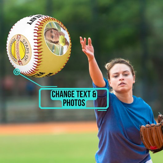 オールスタープレイヤーとチームの写真とロゴの野球 野球ボール