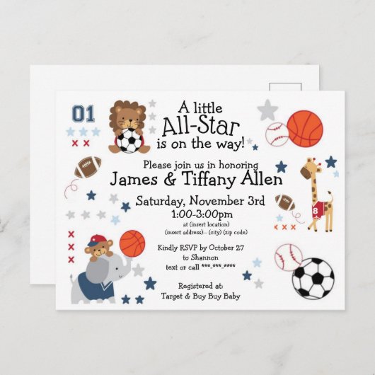 オールスターベビーの発表の郵便はがき 案内ポストカード (正面/裏面)