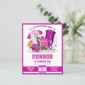 オールスターベースボールピンクバジェット誕生日招待状 (スタンド正面)