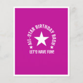 オールスターベースボールピンクバジェット誕生日招待状 (裏面)