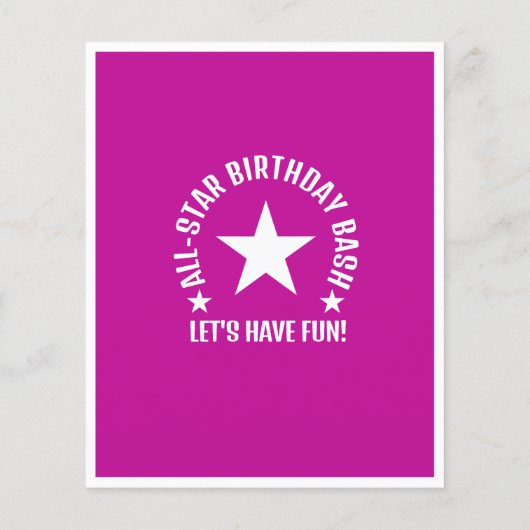 オールスターベースボールピンクバジェット誕生日招待状 (裏面)