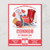 オールスターベースボールレッドバジェット誕生日招待状 (正面)