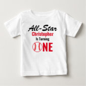 オールスターベースボール1歳の誕生日 ベビーTシャツ (正面)