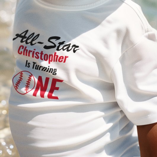オールスターベースボール1歳の誕生日 ベビーTシャツ