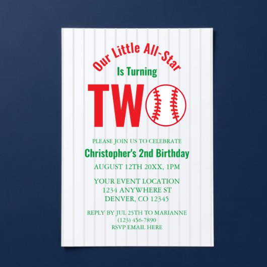 オールスターベースボール2歳の誕生日 招待状