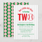 オールスターベースボール2歳の誕生日 招待状 (正面/裏面)