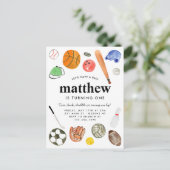 オールスターモダンスポーツボールチームキッドボーイ誕生日 ポストカード (スタンド正面)