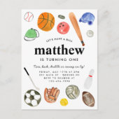 オールスターモダンスポーツボールチームキッドボーイ誕生日 ポストカード (正面)