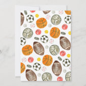 オールスターモダンスポーツボールチームキッドボーイ誕生日 招待状 (裏面)