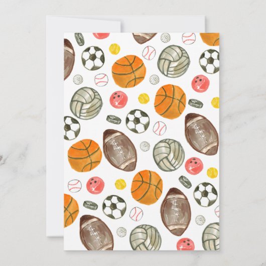 オールスターモダンスポーツボールチームキッドボーイ誕生日 招待状 (裏面)