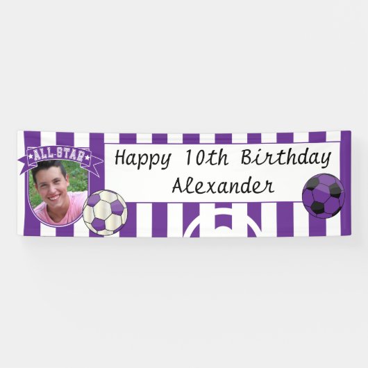 オールスター大事な行事サッカーバナー – 紫 横断幕 (横)