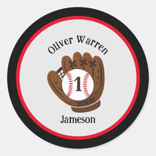 オールスター男の赤ちゃんの第1バースデーベビーシャワー ラウンドシール (正面)