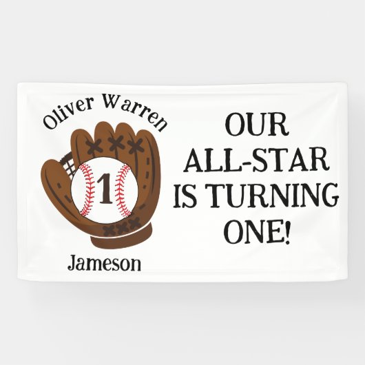 オールスター男の赤ちゃんの第1バースデーベビーシャワー 横断幕 (横)