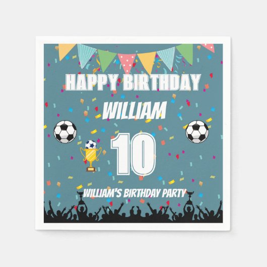 オールスター男子サッカー 誕生日 スタンダードカクテルナプキン (正面)