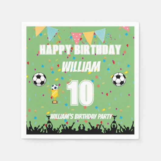 オールスター男子サッカー 誕生日 スタンダードカクテルナプキン (正面)