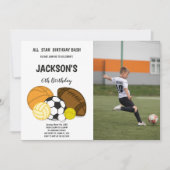 オールスター誕生日バッシュスポーツ招待状写真 招待状 (正面)