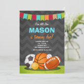 オールスター誕生日少年 誕生日招待 スポーツ 招待状 (スタンド正面)