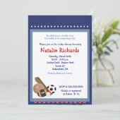 オールスター野球サッカースポーツベビーシャワー5x7 招待状 (スタンド正面)