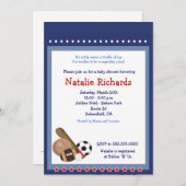 オールスター野球サッカースポーツベビーシャワー5x7 招待状 (正面/裏面)