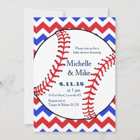 オールスター野球ベビーシャワー招待状 招待状 (正面)