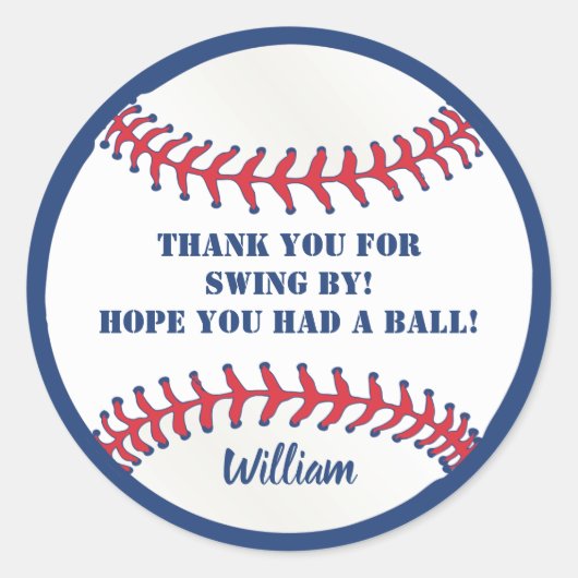 オールスター野球メッセージカード-誕生日 – ベビーシャワー ラウンドシール (正面)