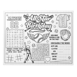 オールスター野球誕生日カラーリング活動 ノートパッド