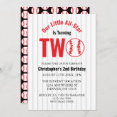 オールスター野球2回目の誕生日 招待状 (正面/裏面)