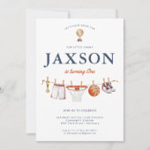 オールスター1歳の誕生日 |バスケットボールチャンプ誕生日 招待状 (正面)