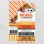 オールスター スポーツ チケット パス バースデー インビテーション (正面/裏面)