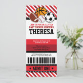 オールスター スポーツ チケット パス ベビーシャワー 招待状 (スタンド正面)