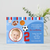 オールスター スポーツ フォト 誕生日 招待状 (スタンド正面)