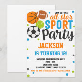 オールスター スポーツ 誕生日 ご招待 招待状 (正面/裏面)