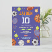 オールスポーツブルーバースデーパーティーサッカーサッカー 招待状 (スタンド正面)