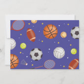 オールスポーツブルー誕生日フォトサッカーサッカー 招待状 (裏面)