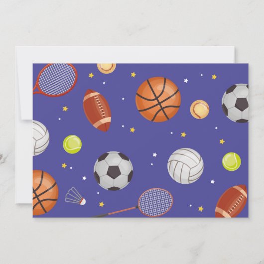 オールスポーツブルー誕生日フォトサッカーサッカー 招待状 (裏面)