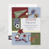 オールスポーツベビーシャワーテンプレート インビテーションポストカード (正面/裏面)