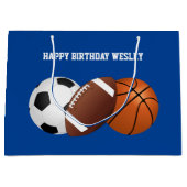 オールスポーツ誕生日インブルー ラージペーパーバッグ (正面)