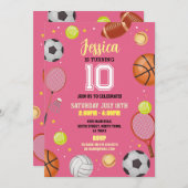 オールスポーツ誕生日サッカーサッカーピンクガールズ 招待状 (正面/裏面)