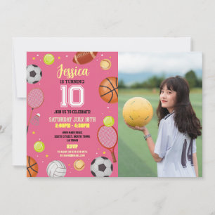 オールスポーツ誕生日サッカーサッカー写真女子 招待状