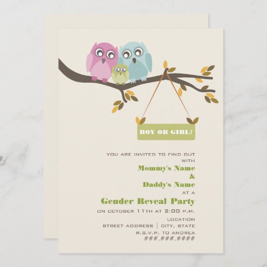 オールズオータムジェンダーリビールパーティの招待状 招待状 (正面/裏面)