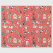 オールズクリスマストナカイ珊瑚色 ラッピングペーパー (フラット)