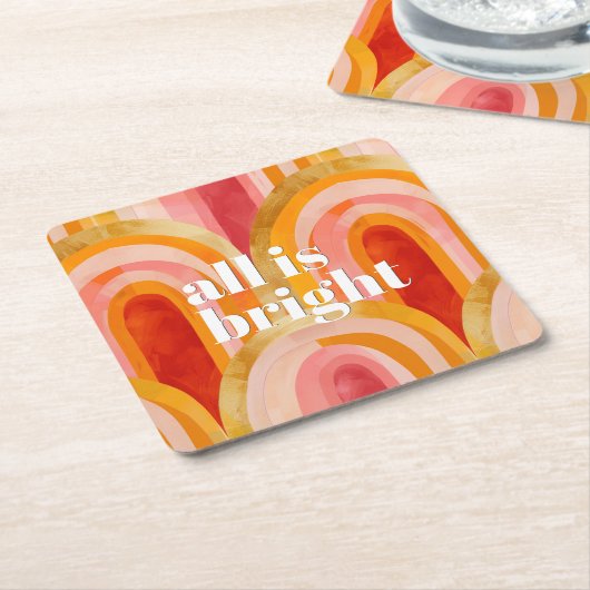 オールズブライトカラフルフェスティバルホリデー スクエアペーパーコースター (アングル)