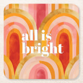 オールズブライトカラフルフェスティバルホリデー スクエアペーパーコースター (正面)