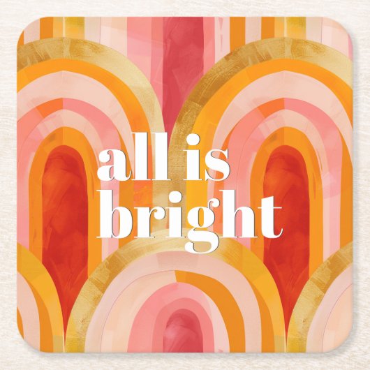 オールズブライトカラフルフェスティバルホリデー スクエアペーパーコースター (正面)