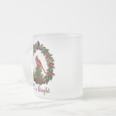 オールズブライトレッド（鳥）ショウジョウコウカンチョウクリスマスリース フロストグラスマグカップ (正面左)