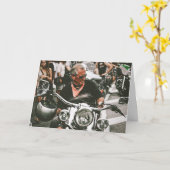 オールダーバイクもしくは自転車に乗る人バイクライダーVツイン誕生日 カード (黄色い花)