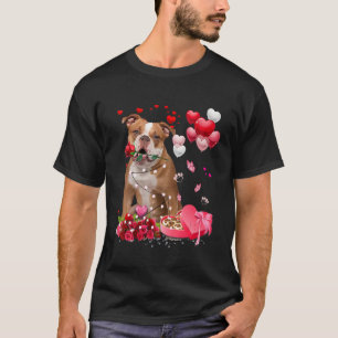 オールドおもしろいイングリッシュブルドッグバラハートハッピーバレンティ Tシャツ